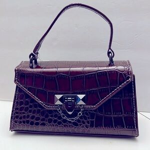 Vegan Alligator Stud and Chain Closure Mini Purse Handbag